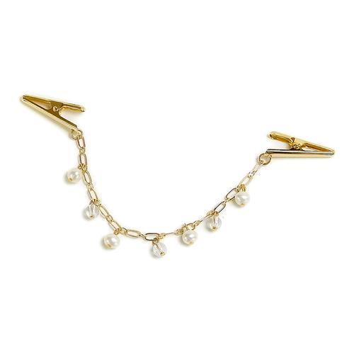 メール便 ショールクリップ フリンジ クリスタル水晶 ＆ 淡水パール ドレスクリップ ストールクリップ シェイプレット レディース 真珠 |  | 02