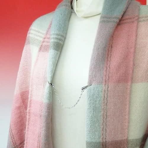 メール便 ショールクリップ ストールクリップ ショート シンプル フィガロチェーン ドレスクリップ シェイプレット スカーフクリップ レディース |  | 02