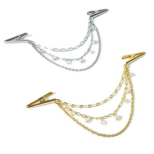 メール便 ショールクリップ 3連 淡水パール スワロフスキー ストールクリップ ドレスクリップ シェイプレット 帽子クリップ レディース おしゃれ 爆買 | 