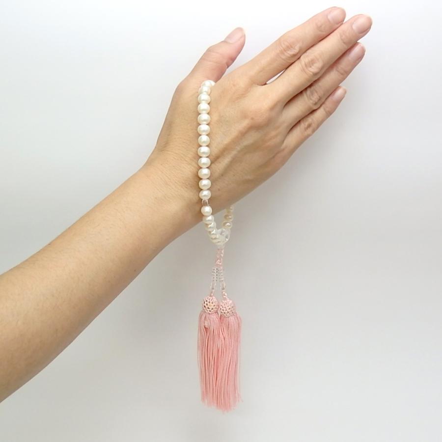 念珠 淡水真珠 淡水パール 7〜7.5mm 念珠ケース付き 数珠 念誦 人絹 紫房 白房 ピンク房 クリスマス ギフトに プレゼントに |  | 03