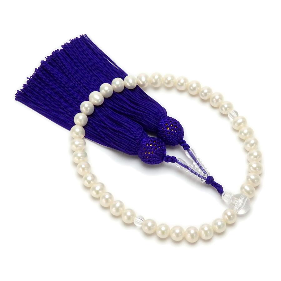 念珠 淡水真珠 淡水パール 7〜7.5mm 念珠ケース付き 数珠 念誦 人絹 紫房 白房 ピンク房 クリスマス ギフトに プレゼントに |  | 04