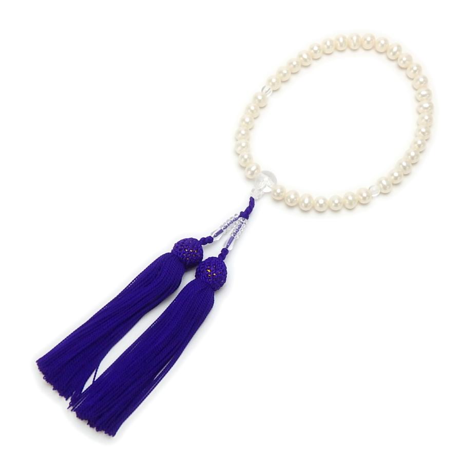 念珠 淡水真珠 淡水パール 7〜7.5mm 念珠ケース付き 数珠 念誦 人絹 紫房 白房 ピンク房 クリスマス ギフトに プレゼントに |  | 05