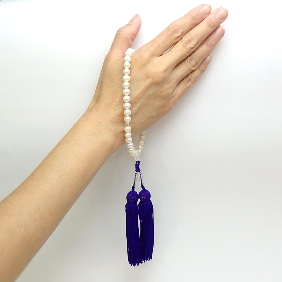 念珠 淡水真珠 淡水パール 7〜7.5mm 念珠ケース付き 数珠 念誦 人絹 紫房 白房 ピンク房 クリスマス ギフトに プレゼントに |  | 06