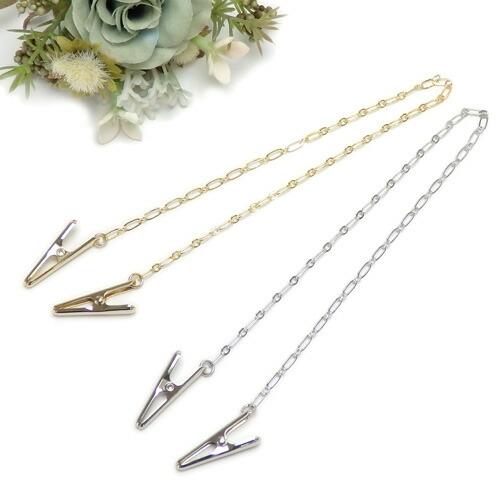 メール便 ドレスクリップ ロング 帽子クリップ フィガロチェーン 帽子留め レディース 帽子止めホルダー 帽子ストッパー ナプキン ナフキンクリップ | 