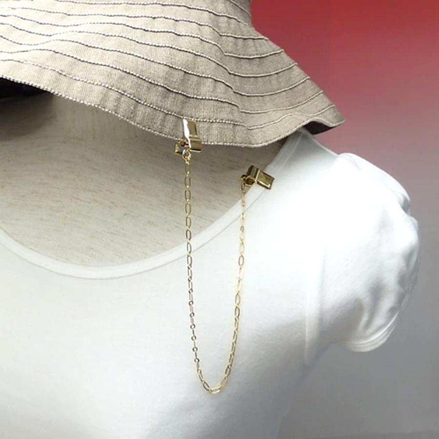 メール便 帽子クリップ チェーンタイプ ロング ワニグチ 帽子留め フィガロチェーン ハットクリップ  ハットキーパー クリスマス ギフトに プレゼントに |  | 03