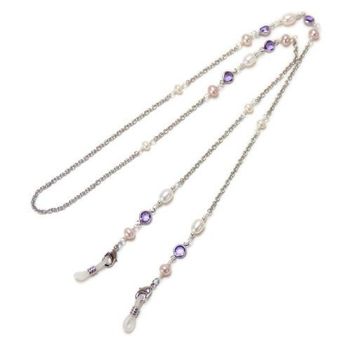 メール便 ネックレスになる メガネチェーン シャネルストーン & 淡水真珠 眼鏡チェーン 淡水パール マスクチェーン クリスマス ギフトに プレゼントに | 