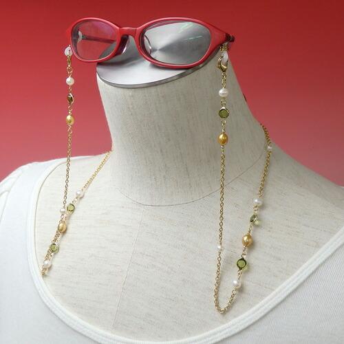 メール便 ネックレスになる メガネチェーン シャネルストーン & 淡水真珠 眼鏡チェーン 淡水パール マスクチェーン クリスマス ギフトに プレゼントに |  | 04