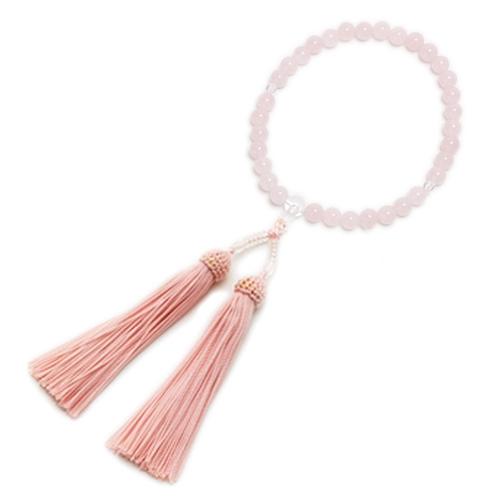 念珠ケース付き 数珠 念珠 ローズクオーツ ローズクォーツ 8mm 念誦 女性用 紅水晶 紅石英 風水 パワーストーン 天然石 クリスマス ギフトに プレゼントに | 