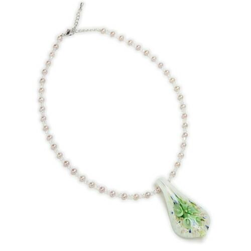 メール便 一点モノ ガラス ペンダントトップ 淡水真珠 ネックレス 2 パープルネックレス ガラス細工 スワロフスキー 淡水パール トンボ玉 ガラス 花 フラワー |  | 02