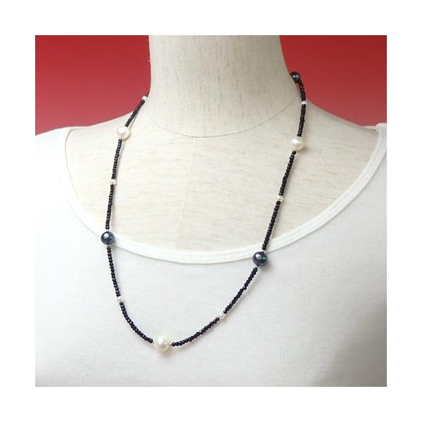 淡水パール ブラックスピネル ステーション ロング ネックレス 淡水真珠 シルバーミラーボール シルバー金具 term ホワイトデー ギフトに プレゼントに 爆買 |  | 01