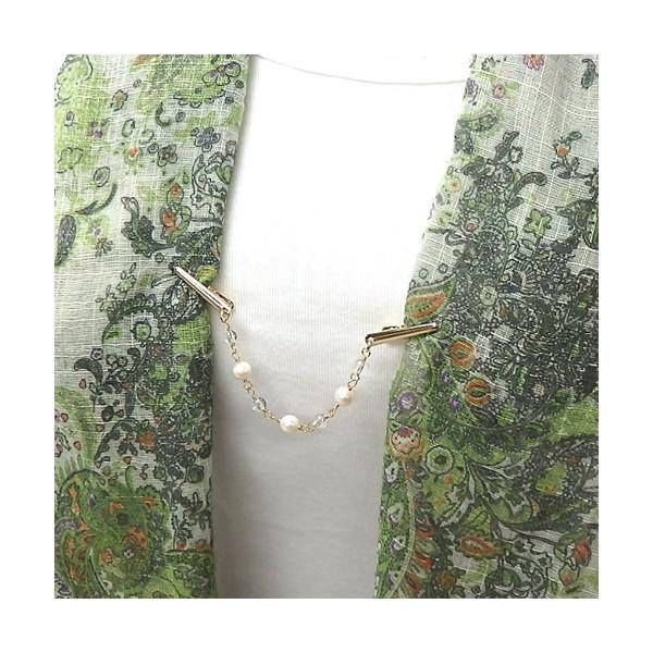 メール便 ショールクリップ 淡水パール & クリスタル水晶 ストールクリップ ドレスクリップ シェイプレット 帽子クリップ 真珠 おしゃれ マスククリップ |  | 04