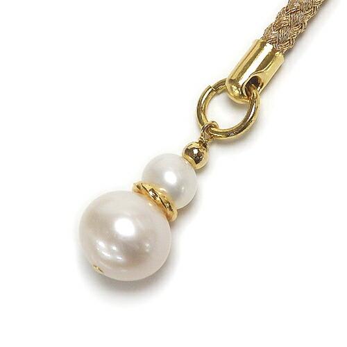 ひょうたん 淡水パール 根付 金色 瓢箪 ストラップ キーホルダー 真珠 縁起物 開運 パール ヒョウタン クリスマス ギフトに プレゼントに | 