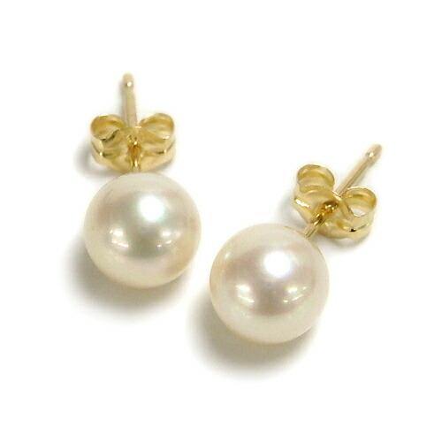 あこや 真珠 K18 スタッド ピアス 6.5-7mm 和珠 本真珠 パール 18金 クリーム系 イエロー ゴールド K18YG レディース バレンタイン ギフトに プレゼントに |  | 01