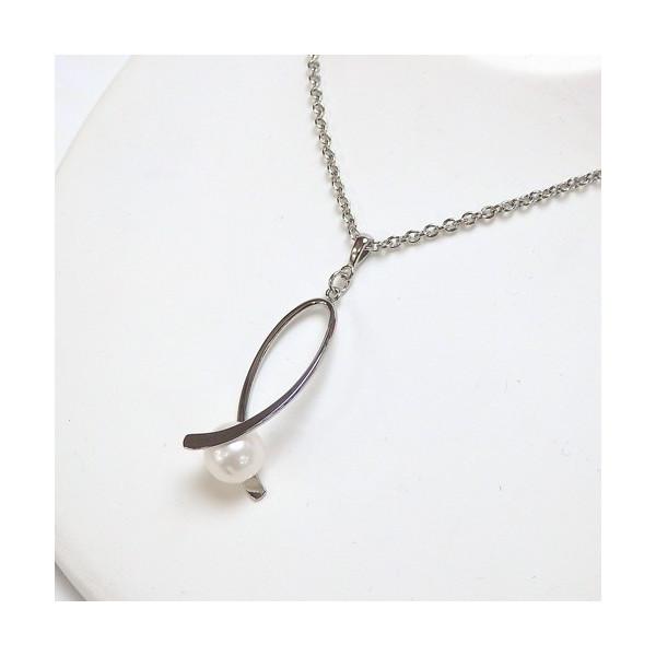 メール便 ひねり デザイントップ 淡水パール ロングネックレス ペンダント シルバーカラー ねじり デザイン バチカン ホワイトデー ギフトに プレゼントに 爆買 |  | 03