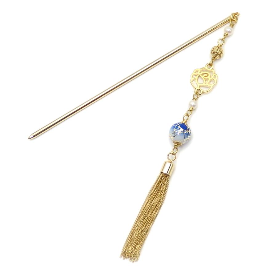 メール便 かんざし 浴衣 情熱のバラ 和装 留袖 浴衣 着物 パール 一本 コーム 薔薇 透かし ローズ 唐草樹脂ビーズ 真珠 揺れる タッセル 帯飾り 和風モダン |  | 02