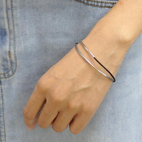 サテンコード 2連 パイプ ブレスレット シルバーカラー ゴールドカラー ボタン金具 ニューホック クリスマス ギフトに プレゼントに |  | 01