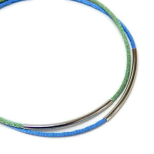 サテンコード 2連 パイプ ブレスレット シルバーカラー ゴールドカラー ボタン金具 ニューホック クリスマス ギフトに プレゼントに |  | 05