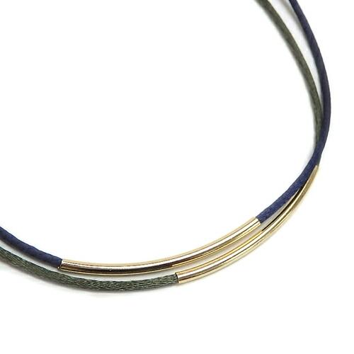 サテンコード 2連 パイプ ブレスレット シルバーカラー ゴールドカラー ボタン金具 ニューホック クリスマス ギフトに プレゼントに |  | 07