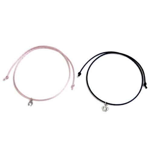 メール便 今なら3本選べる！チャーム付き サテンコード シンプル ブレスレット アンクレット ペア 星 十字架 スター クロス ユニセックス メンズ レディース |  | 06