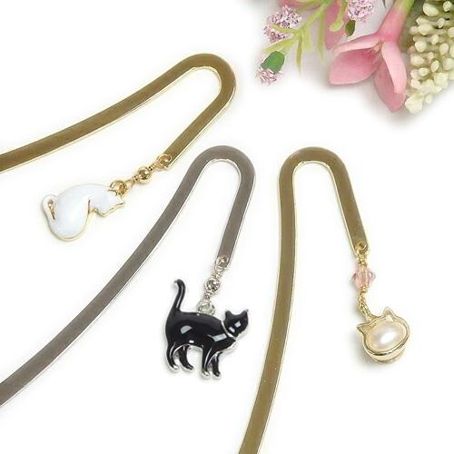 メール便 しおり ブックマーカー 猫 金属 メタル ゴールドカラー キャット 栞 贈り物 贈答品 プレゼント ギフト バレンタイン ギフトに プレゼントに | 