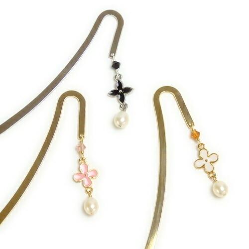 メール便 しおり ブックマーカー 3種 スワロフスキー 淡水パール お花 クロス 金属 メタル 真珠 栞 帯飾り 浴衣 着物 クリスマス ギフトに プレゼントに |  | 01