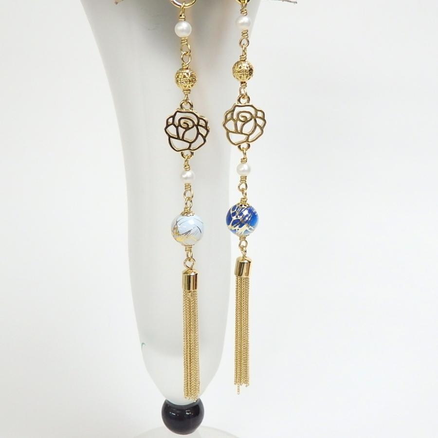 メール便 帯飾り 情熱の薔薇 ローズ 唐草樹脂ビーズ パール 透かしビーズ タッセル 根付 ストラップ 帯飾りプレート 浴衣 着物 大正モダン 和風モダン 根付け |  | 06