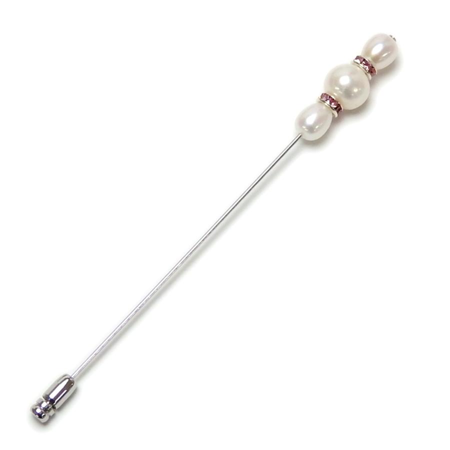メール便 スマート パール ハットピン ショールピン 淡水真珠 淡水パール ブローチ ロンデル クリスタル ビジュー シルバー色 パール |  | 10