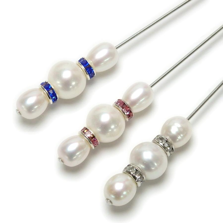 メール便 スマート パール ハットピン ショールピン 淡水真珠 淡水パール ブローチ ロンデル クリスタル ビジュー シルバー色 パール |  | 05