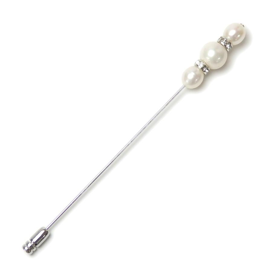 メール便 スマート パール ハットピン ショールピン 淡水真珠 淡水パール ブローチ ロンデル クリスタル ビジュー シルバー色 パール |  | 07