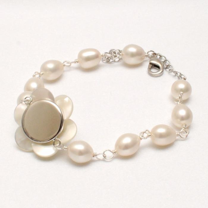 メール便 シェルフラワー パール ブレスレット 淡水真珠 貝 シェル 花 バロックパール ケシパール バレンタイン ギフトに プレゼントに |  | 04