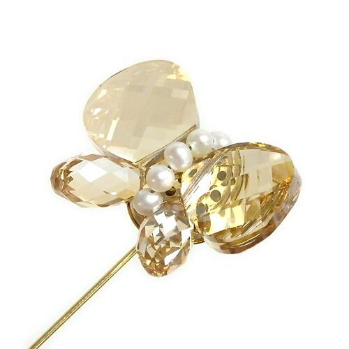 メール便 ちょうちょ リボン ハットピン スワロフスキー 淡水真珠 ショールピン パール ストール留め スカーフ留め 淡水パール ブローチ |  | 06