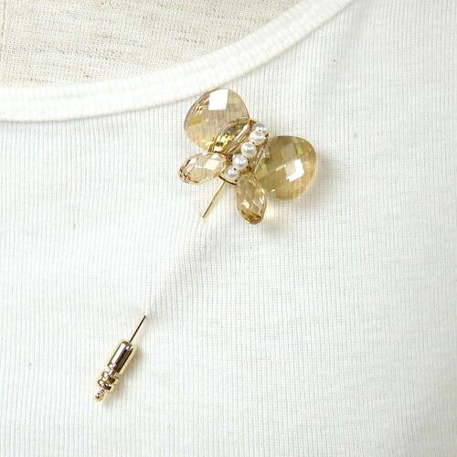 メール便 ちょうちょ リボン ハットピン スワロフスキー 淡水真珠 ショールピン パール ストール留め スカーフ留め 淡水パール ブローチ |  | 08