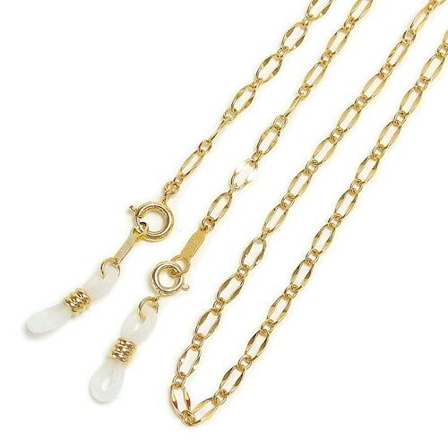 銀の メガネチェーン キラリ フィガロ大 ゴールドカラー シルバーチェーン 金色 ネックレスにもなる 2WAY 眼鏡チェーン 金メッキ加工 母 父 敬老の日 | 