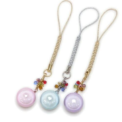 メール便 厄除け 七色 チェコビーズ 水琴鈴 カラフル 丸玉 ミュージックボール 根付 ストラップ キーホルダー 開運 ハーモニーボール ガムランボール 鈴の音 |  | 01