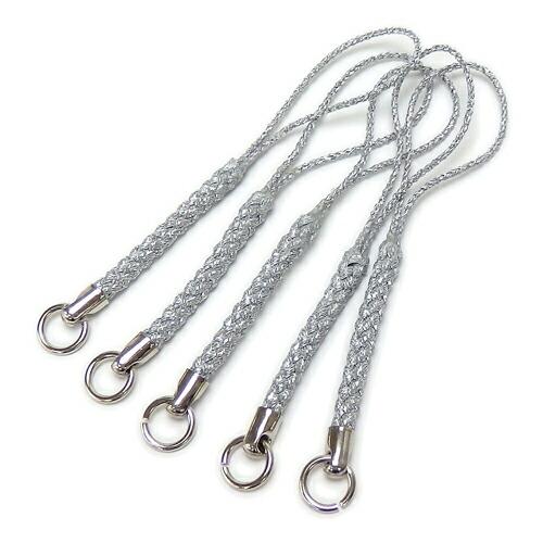 メール便 根付 根付け 根付け紐 ストラップ 金具 5本 ゴールド シルバー 紐 金色 銀色 丸カン付き アクセサリー金具 根付ストラップ ストラップパーツ |  | 02