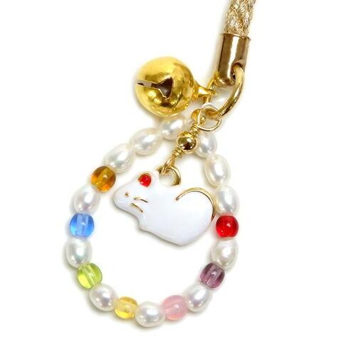 メール便 午年 根付 ストラップ 厄除け 七色 白蛇 干支 開運 十二支 えと パール うまどし 馬年 へび年 巳年 へび 蛇 ヘビ 淡水真珠 風水 金運 ノベルティ 景品 |  | 04