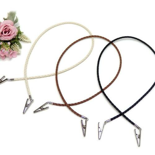 メール便 ナフキンクリップ 四つ編み エコレザー 合皮 ハンカチクリップ ディナークリップ 前掛けクリップ ナプキンクリップ ドレスクリップ マスククリップ | 