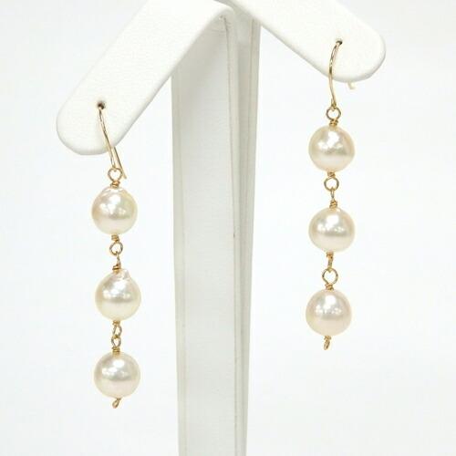 あこや バロック 真珠 K18 トリロジー フック ピアス レディース パール クリーム系 18金 イエローゴールド K18YG Ｋ18 ギフトに プレゼントに 爆買 |  | 01