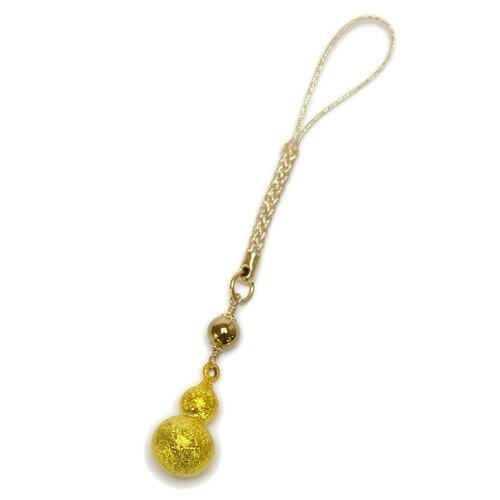 メール便 根付 ストラップ 開運 ひょうたん 水琴鈴 ＆ 天然石 金色 瓢箪 ミュージックボール キーホルダー ハーモニーボール ガムランボール 鈴の音 ヒョウタン |  | 03