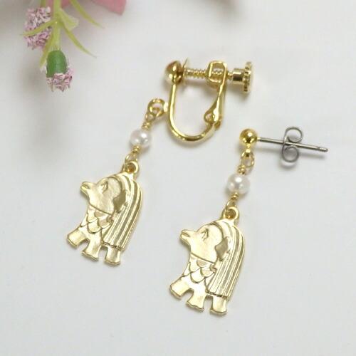 メール便 アマビエ様 淡水パール ピアス イヤリング 疫病退散 チタンピアス レディース アマビエ グッズ amabie ホワイトデー ギフトに プレゼントに 爆買 | 