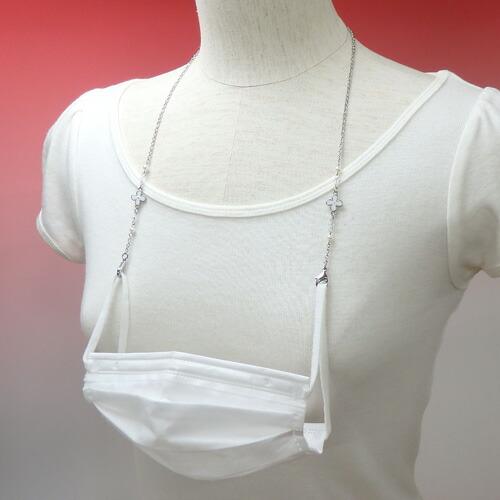 メール便 マスクチェーン 白いお花 ＆ パール マスクストラップ マスクコード マスク紐 マスクホルダー マスクネックストラップ 淡水パール スワロフスキー 爆買 |  | 01