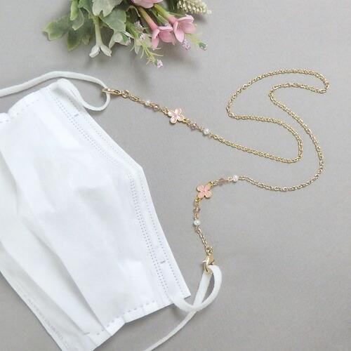 メール便 マスクチェーン お花とパール スワロフスキー マスクストラップ マスクコード マスク紐 マスクホルダー マスクネックストラップ 淡水パール |  | 03