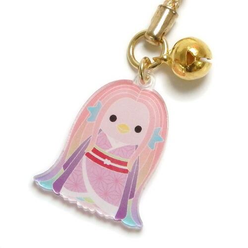 メール便 麻の葉文様 アマビエ様 鈴 根付け ストラップ 疫病退散  