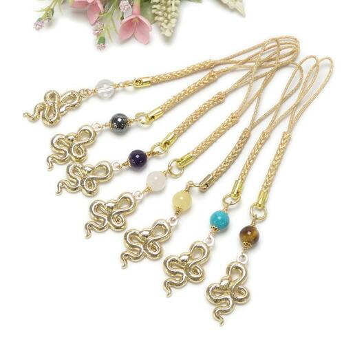 メール便 金色 干支 ＆ 天然石 開運 根付け ストラップ 午年 うま年 馬 蛇 へび 風水 根付 巳年 パール アメジスト タイガーアイ ローズクオーツ ラピスラズリ |  | 01