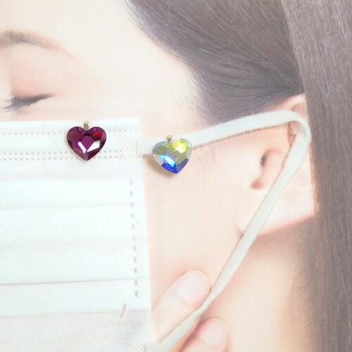 マスクチャーム ハート スワロフスキー マスクピアス マスクアクセサリー おしゃれ かわいい ピンク クリスタルAB 爆買 | 