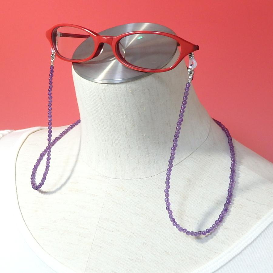 メール便 ネックレスになる メガネチェーン アメジスト 丸 天然石 メンズ レディース パープル 紫 風水 パワーストーン マスクチェーン マスクストラップ |  | 01