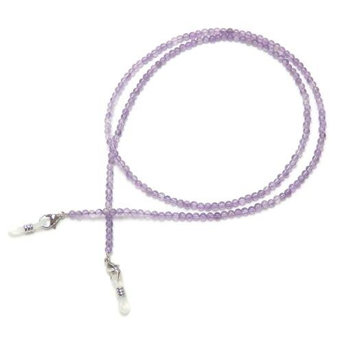 メール便 ネックレスになる メガネチェーン アメジスト 丸 天然石 メンズ レディース パープル 紫 風水 パワーストーン マスクチェーン マスクストラップ |  | 03