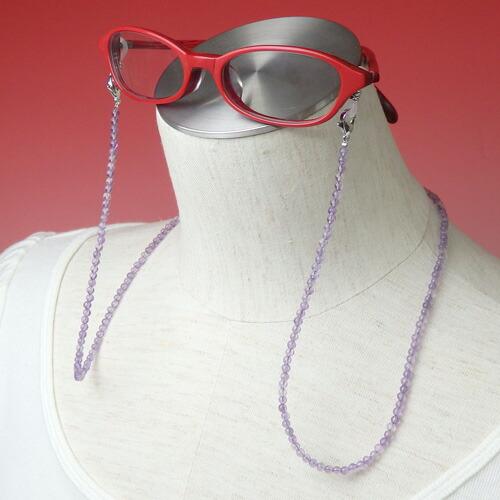メール便 ネックレスになる メガネチェーン アメジスト 丸 天然石 メンズ レディース パープル 紫 風水 パワーストーン マスクチェーン マスクストラップ |  | 04