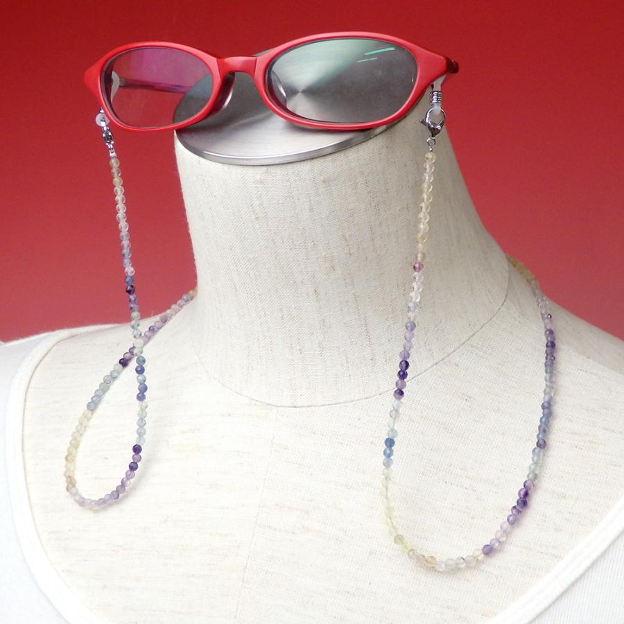 ネックレスになる メガネチェーン フローライト 多面カット 天然石 風水 パワーストーン メンズ レディースマスクチェーン マスクストラップ マスクホルダー |  | 01