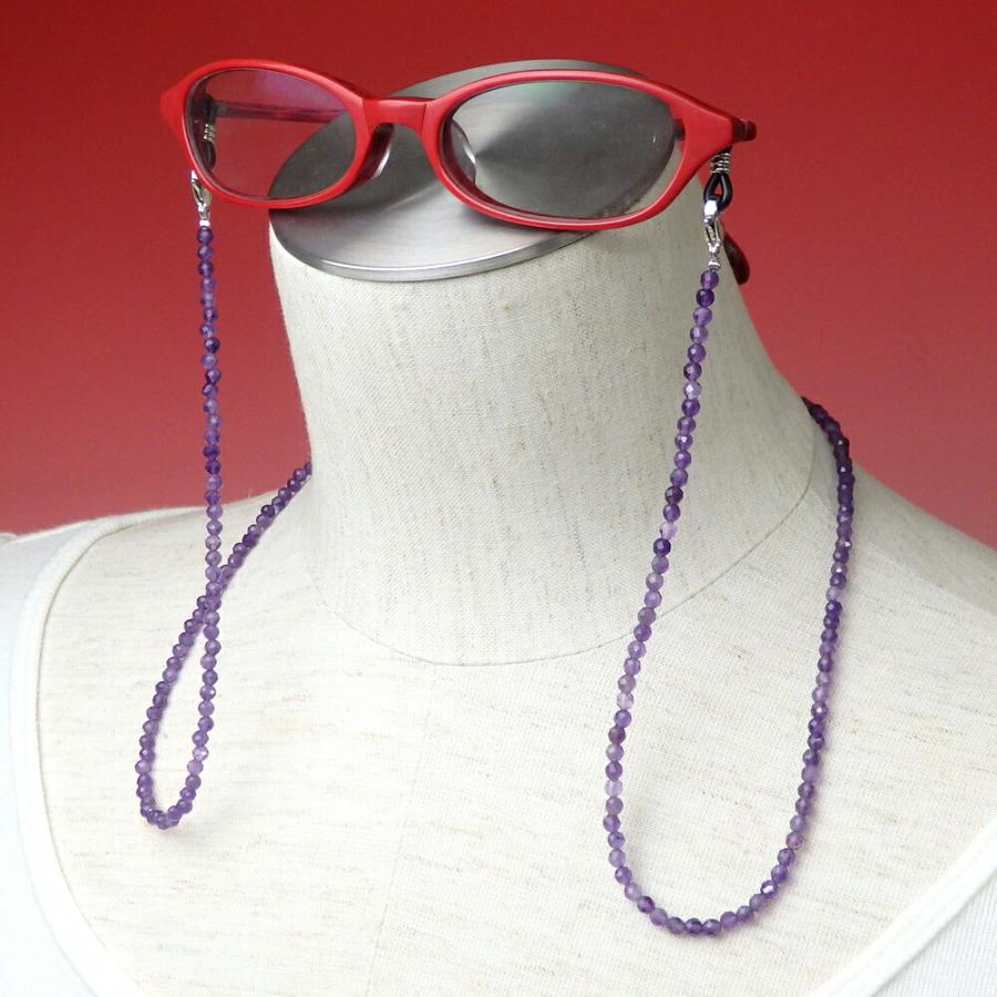 ネックレスになる メガネチェーン アメジスト 多面カット 天然石 メンズ レディース パープル 紫 風水 パワーストーン マスクチェーン マスクストラップ 爆買 |  | 01